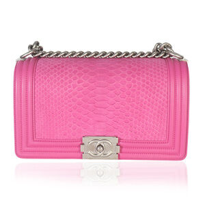 Chanel Pink Matte Python Old Medium Boy Bag